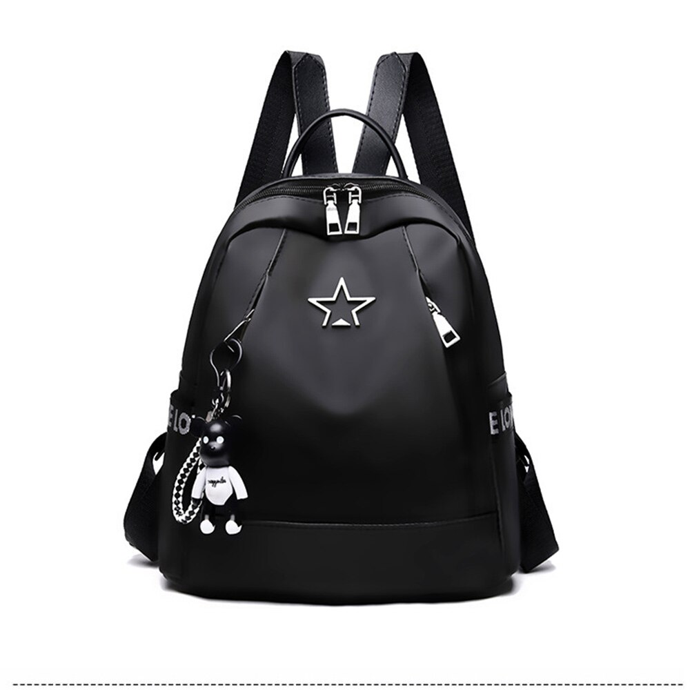 Women's Backpack PU Leather Travel Shoulder Bag Mini Shoulder Bag Girl Multifunctional Small School Backpack For Women: black with bear