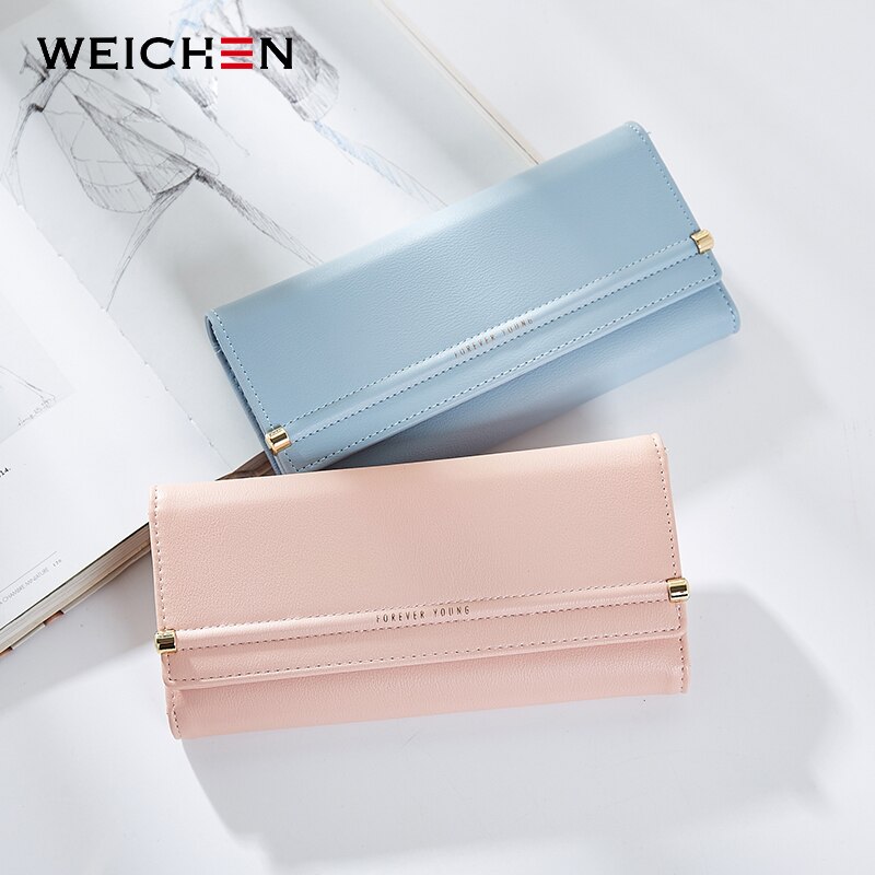 WEICHEN Large Capacity Trifold Women Wallet Brand Female Wallets Long Clutch Purse Leather Hand bag Brand Carteira