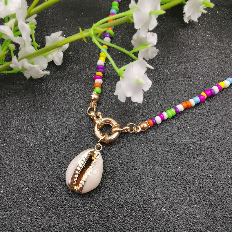 JCYMONG-gargantilla de 17 colores con cuentas para mujer, collar con colgante de conchas Bohemias de cauri, joyería de playa para mujer