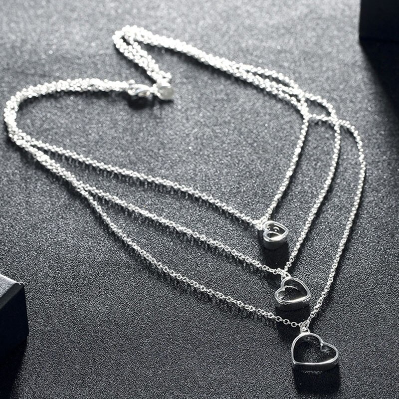 925 schmuck setzt Herz Halskette Armbinde Ohrringe Frauen Hochzeit Silber Schmuck-einstellen-Party
