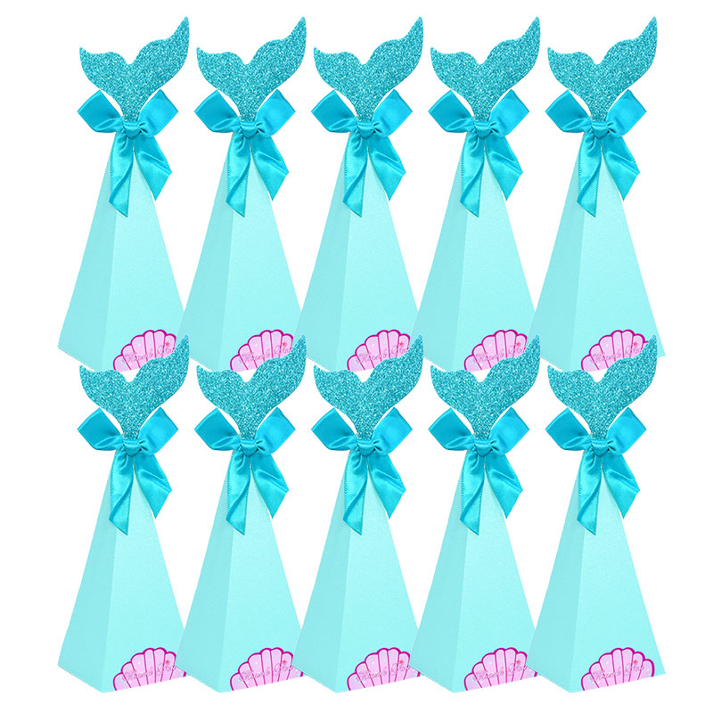 Mermaid Snoep Box Diy Papier Doos Zakken Mermaid Verjaardag Decoraties Kleine Zeemeermin Geschenkdoos Voor Kids Birthday Party Favor Supplies