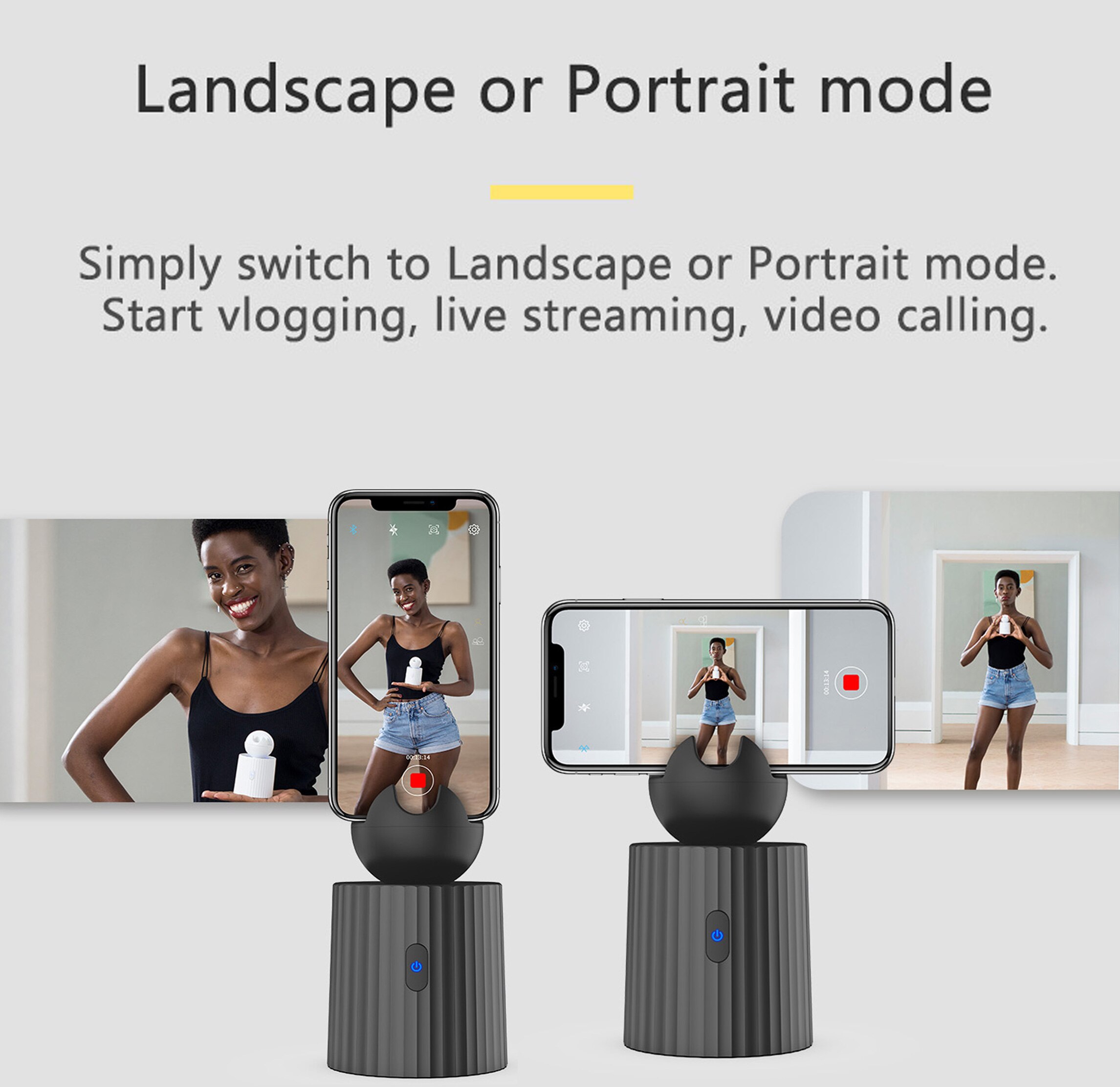 Rechargeable Smart Portable Selfie Stick ,360°Rotation Auto Face Object Tracking Camera Tripod Holder Smart Shooting Phone Mount