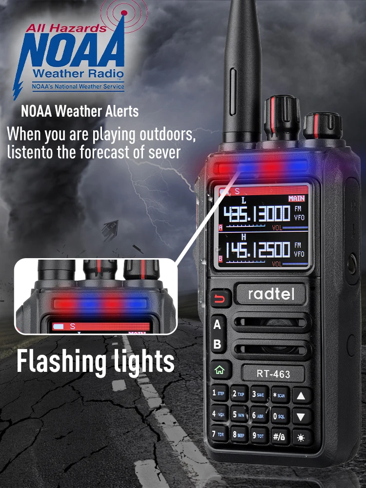 Radtel RT-463 8w Vollband-Amateurfunk 199CH Amateur Walkie Talkie AM Air Aviation Band Satcom NOAA Wetterkanal