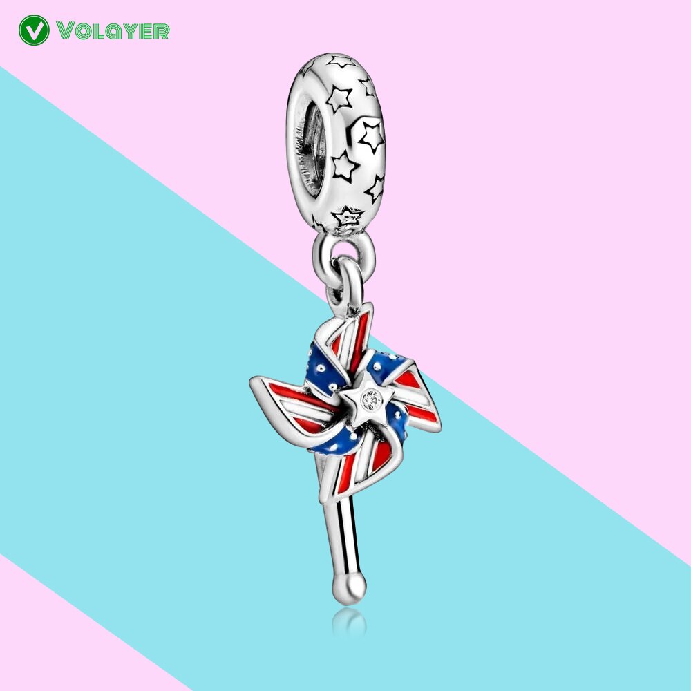 Original 925 Sterling Silver Canada Moose Maple Leaf York Statue of Liberty Dangle Charm fit Brand Original Bracelet: American Pinwheel