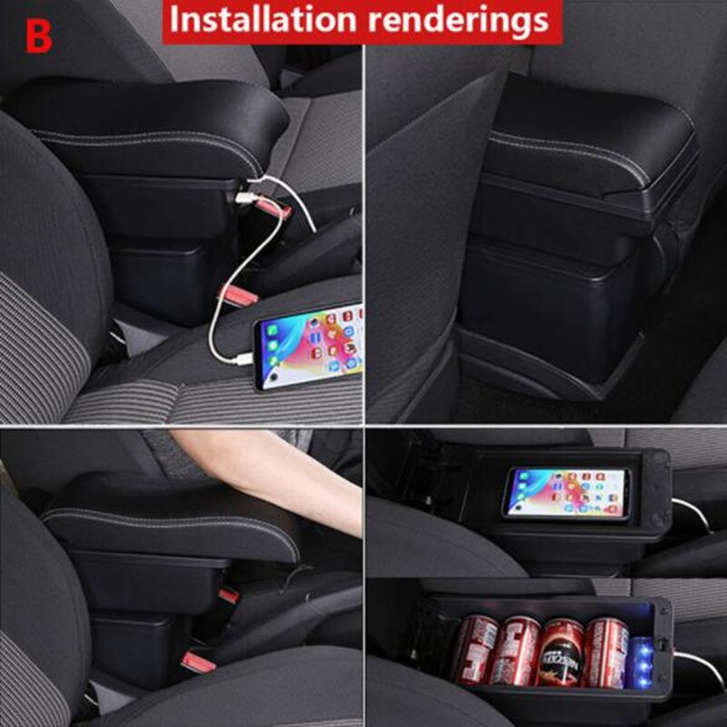 For Toyota Yaris Armrest For Toyota Yaris hybrid Car Armrest box Retrofit parts Interior Storage box USB LED