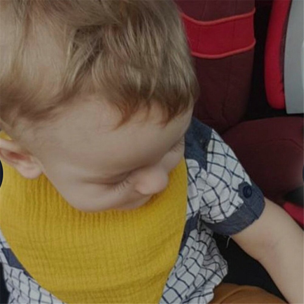 Baby-mundtuch aus doppellagiger baumwollgaze, einfarbig, mit druckknopfverschluss, weich, zum aufsaugen von sabber, für neugeborene, halsband-lätzchen