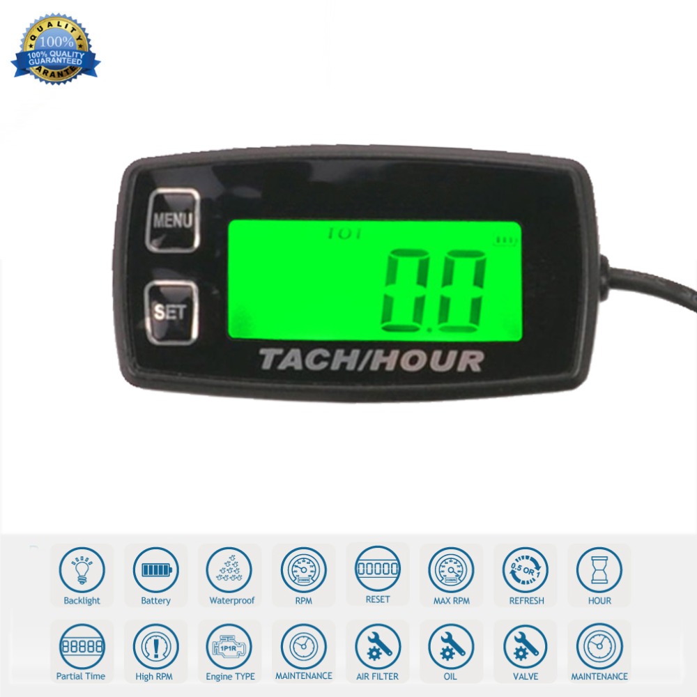 Motor Urenteller Inductieve Toerenteller Gauge Backlit Digitale Resettable voor 2/4 Takt motor marine glidersnow blowe HM035R