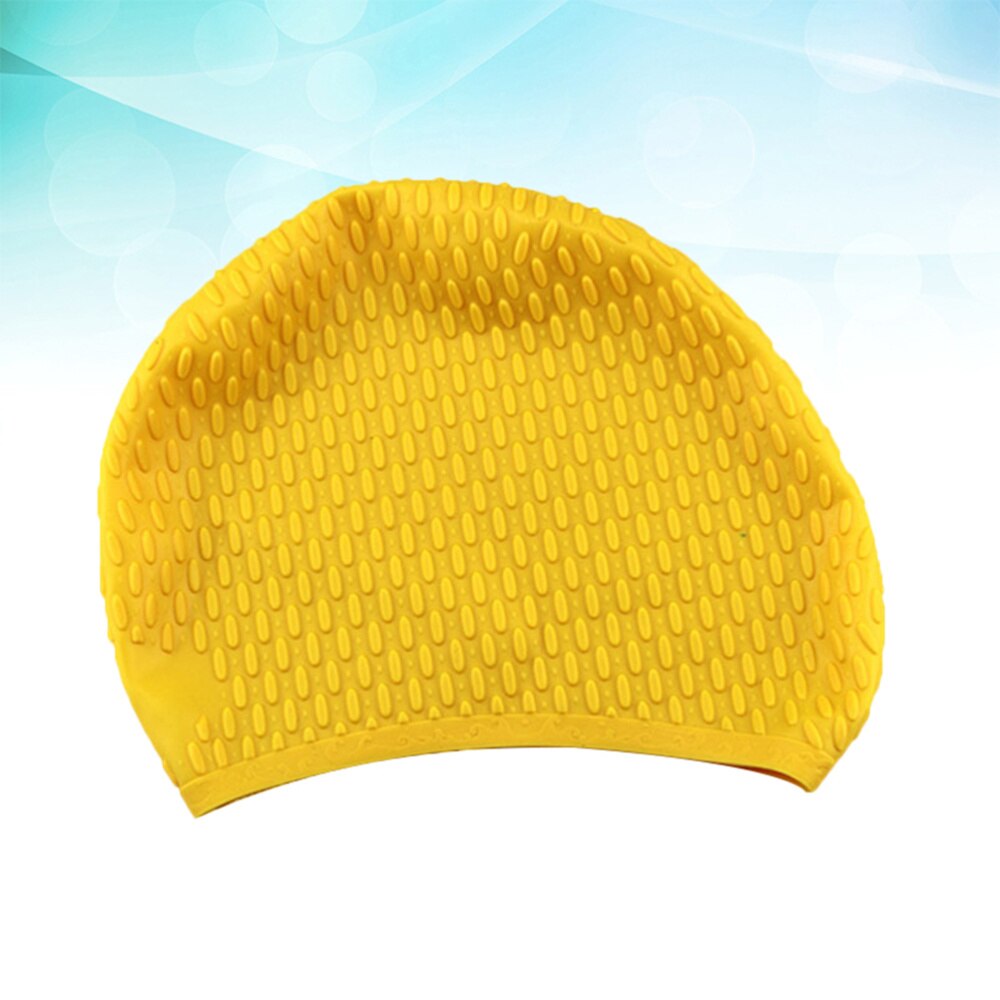 1pc badmutsen praktische lang haar oorbescherming badmutsen zwembadhoed siliconen badmuts voor dames dames: Geel