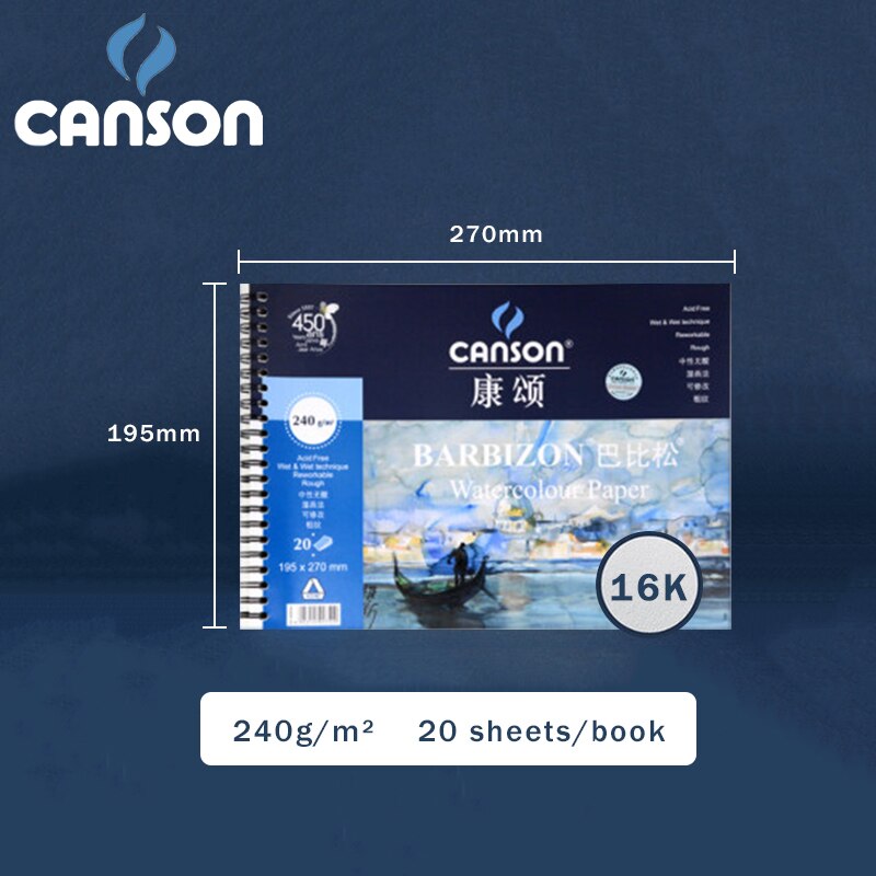 CANSON BARBIZON acuarela /libro de lápices de colores/almohadilla/papel 8/16/32K 200/240/300g/m² sellador/bobina libro pintado a mano: BARBIZON-240g-16K-C