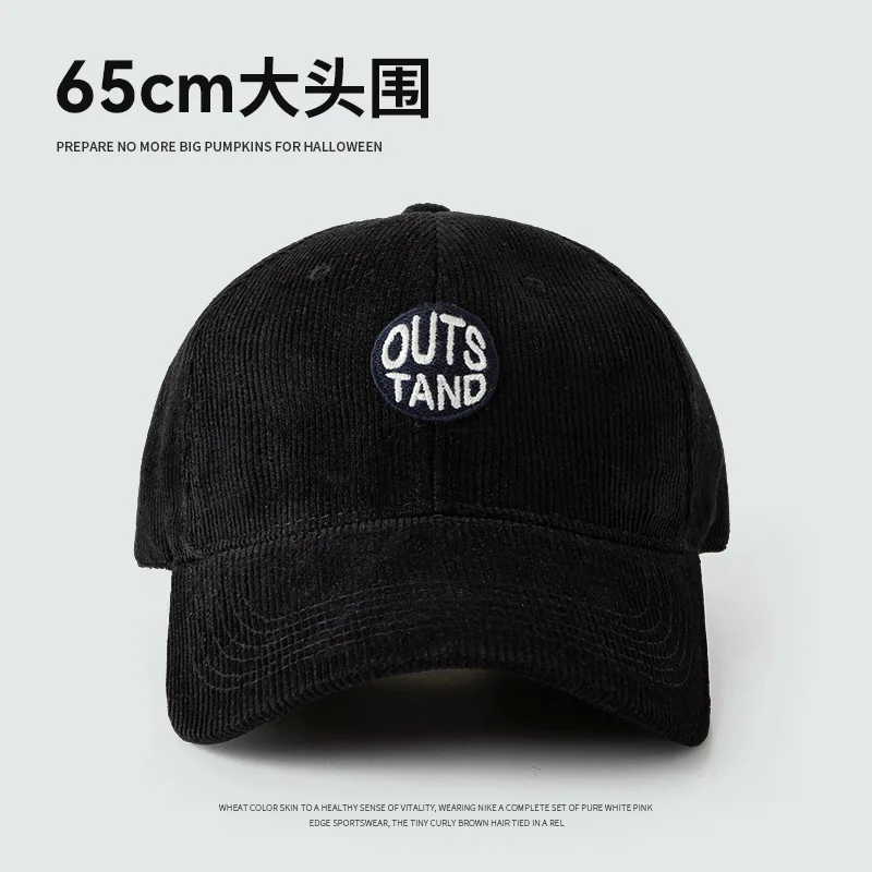 groß Kopf Baseball Kappen für Männer Kabel Wärme Winddicht Herbst Winter Gestickte Mütze Frauen Snapback Deckel Trucker Hütte Gorras: Schwarz