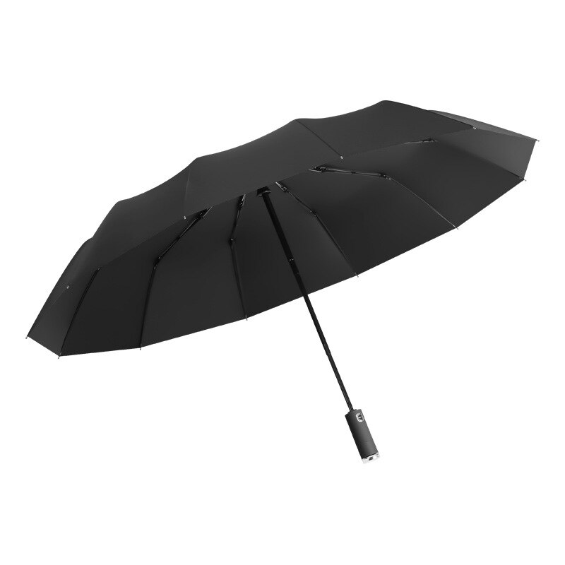 Parapluie pliant automatique à 10 baleines, grand parapluie coupe-vent avec lumière Led, pour femmes, revêtement noir, pour les affaires, Parasol