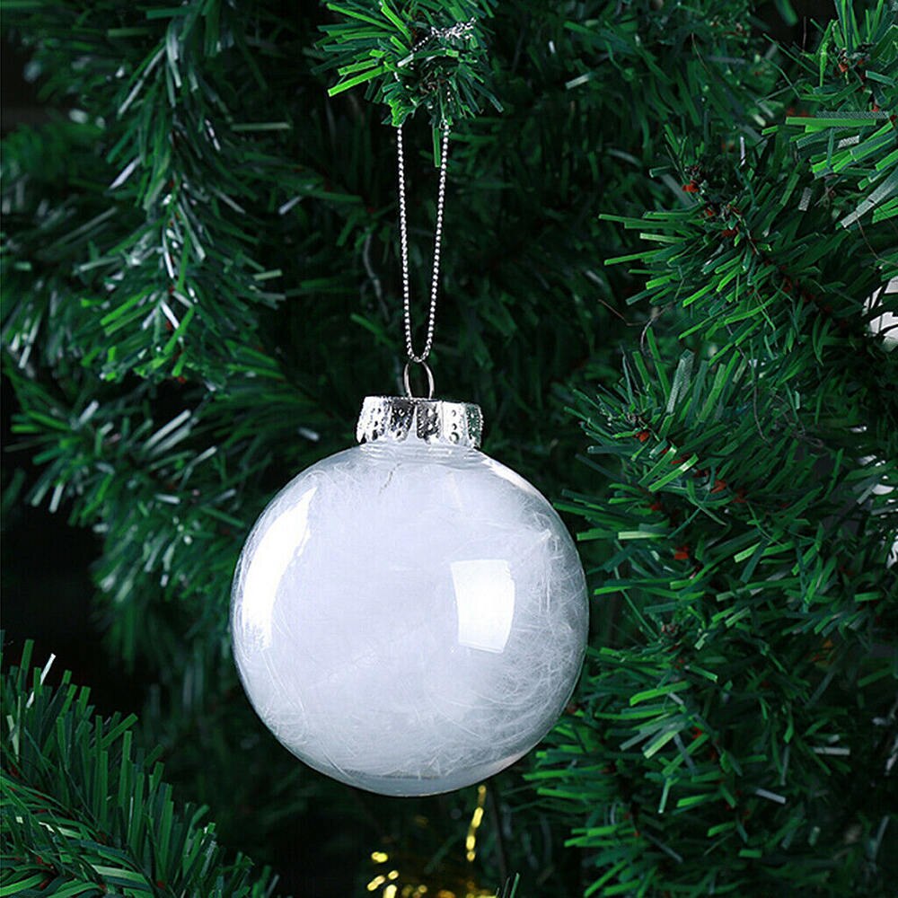 12 st plast klar transparent boll 6/8/10cm öppna småsak julgransdekorationer hängande diy dekoration bollar