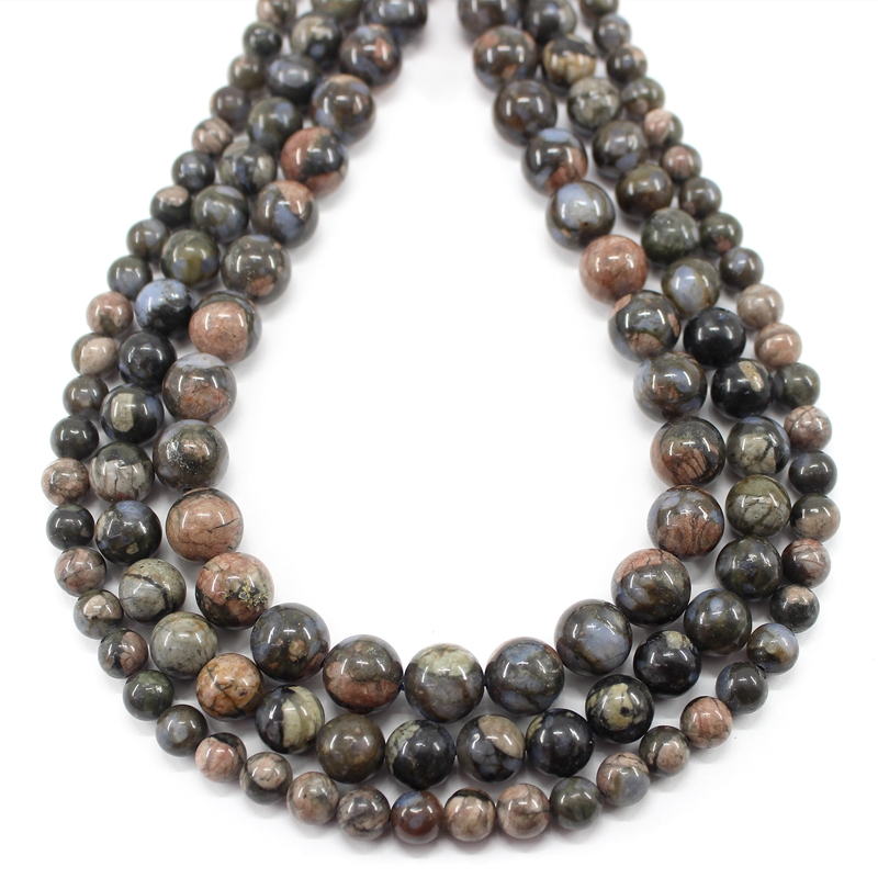Natural Blue Llanite Opal Glaucophane 4 6 8 10MM Round Loose Strand Stone Beads For Jewelry Making Bracelets Necklace Earrings
