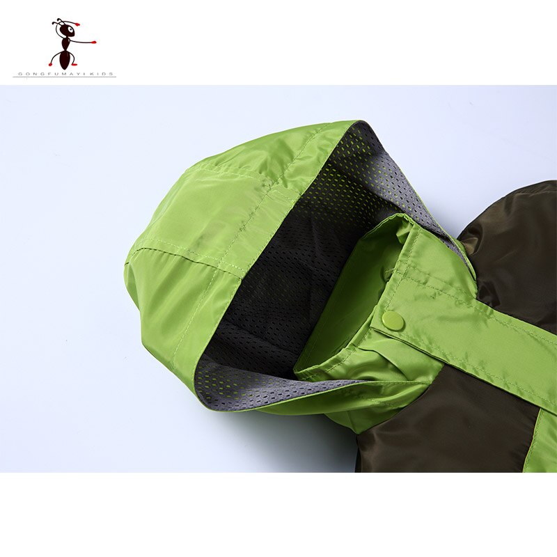 KungFu Ant Günstige Frühling Herbst Jungen Wasserdicht Für Jungen Mäntel Grün Kinder Berühmte Mit Kapuze Jacke Jungen Kleidung