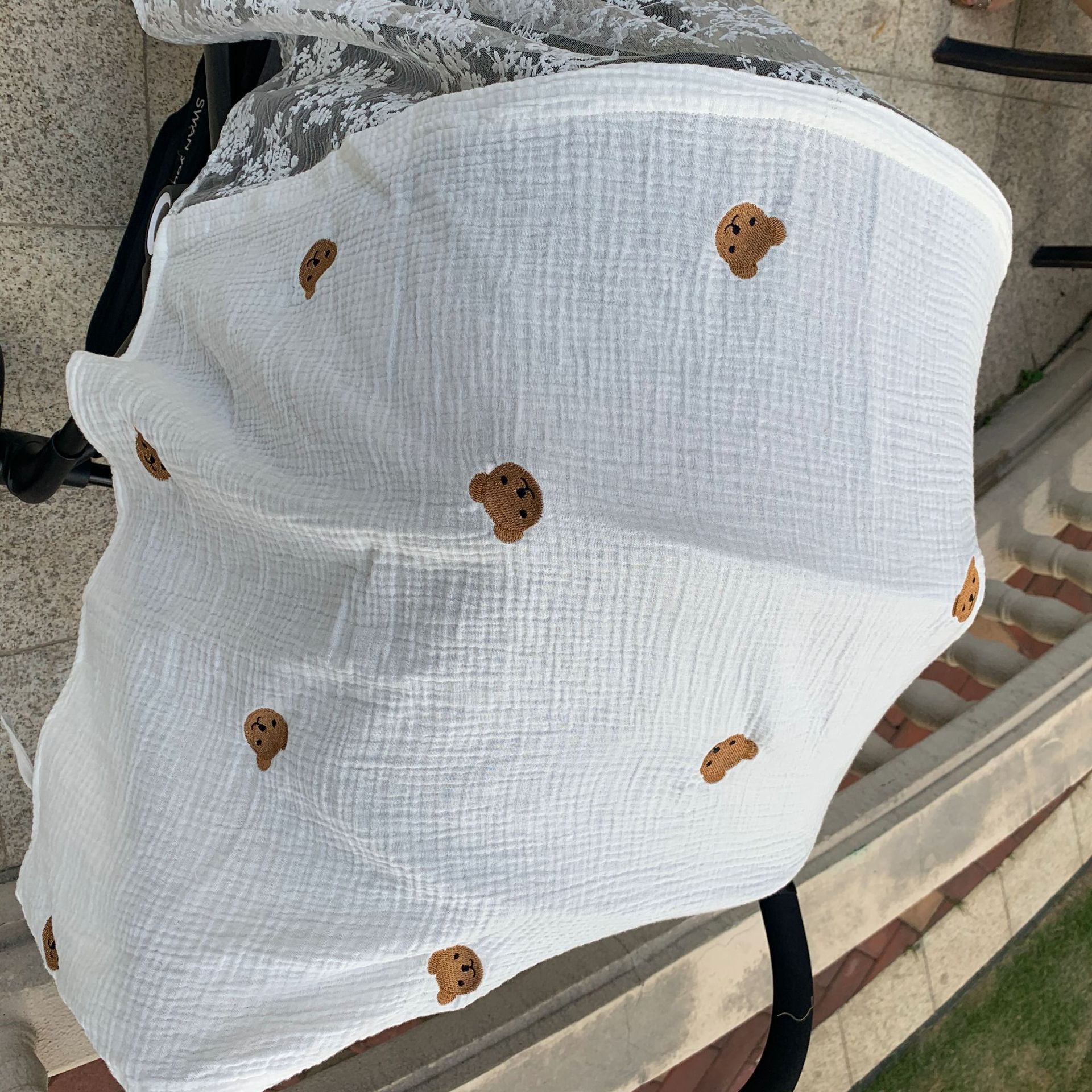 Funda para carrito de bebé transpirable de malla de red antimosquitos gasa parasol parabrisas cortina con filtro solar 130x100cm