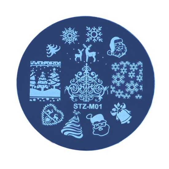 STZ 1 pièces ongles estampage plaques noël ongle modèle Image plaque pochoir accessoires outil Nail Art peinture manucure STZ-M01-10: STZ-M01