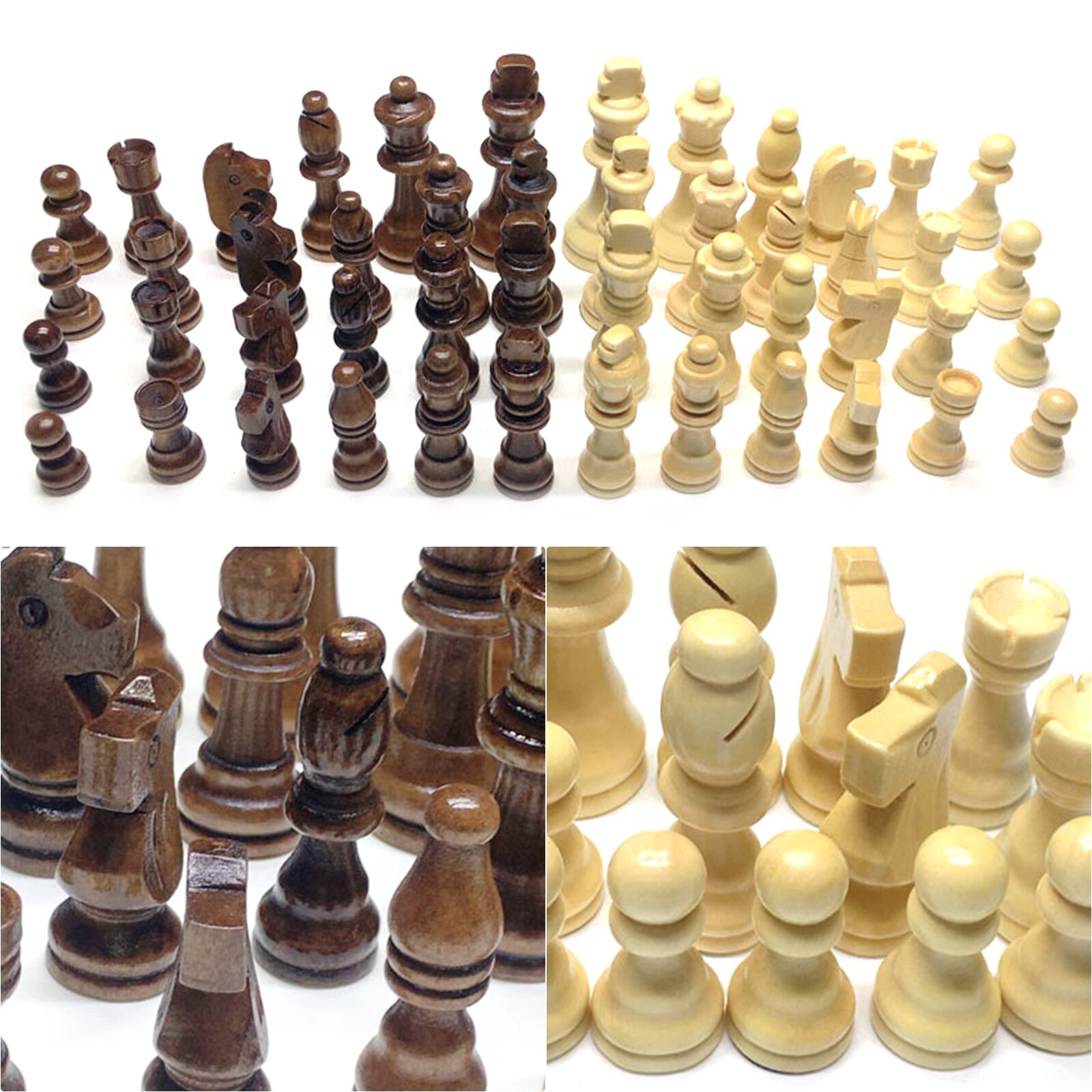 Wooden Chess Pieces Only (32 Pieces), Set of Complete Chess Figures without Board, Replacement of Missing Pieces 3.8/5.2/6.6/8CM
