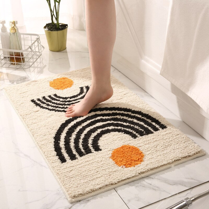Simple Geometric Floor Mats Absorbent Rugs Non-Slip Foot Pads Entrance Doormat Carpet for Bathroom Living Room Balcony Kitchen