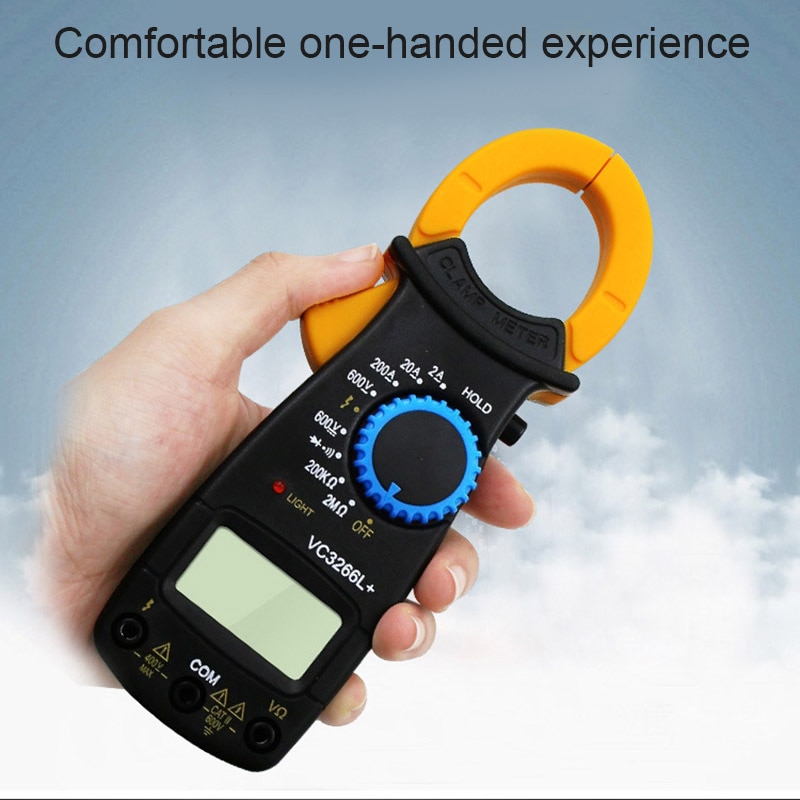 Multimeter Digital Clamp Meter Voltage Current Resistance Tester Tool with Probe PLD