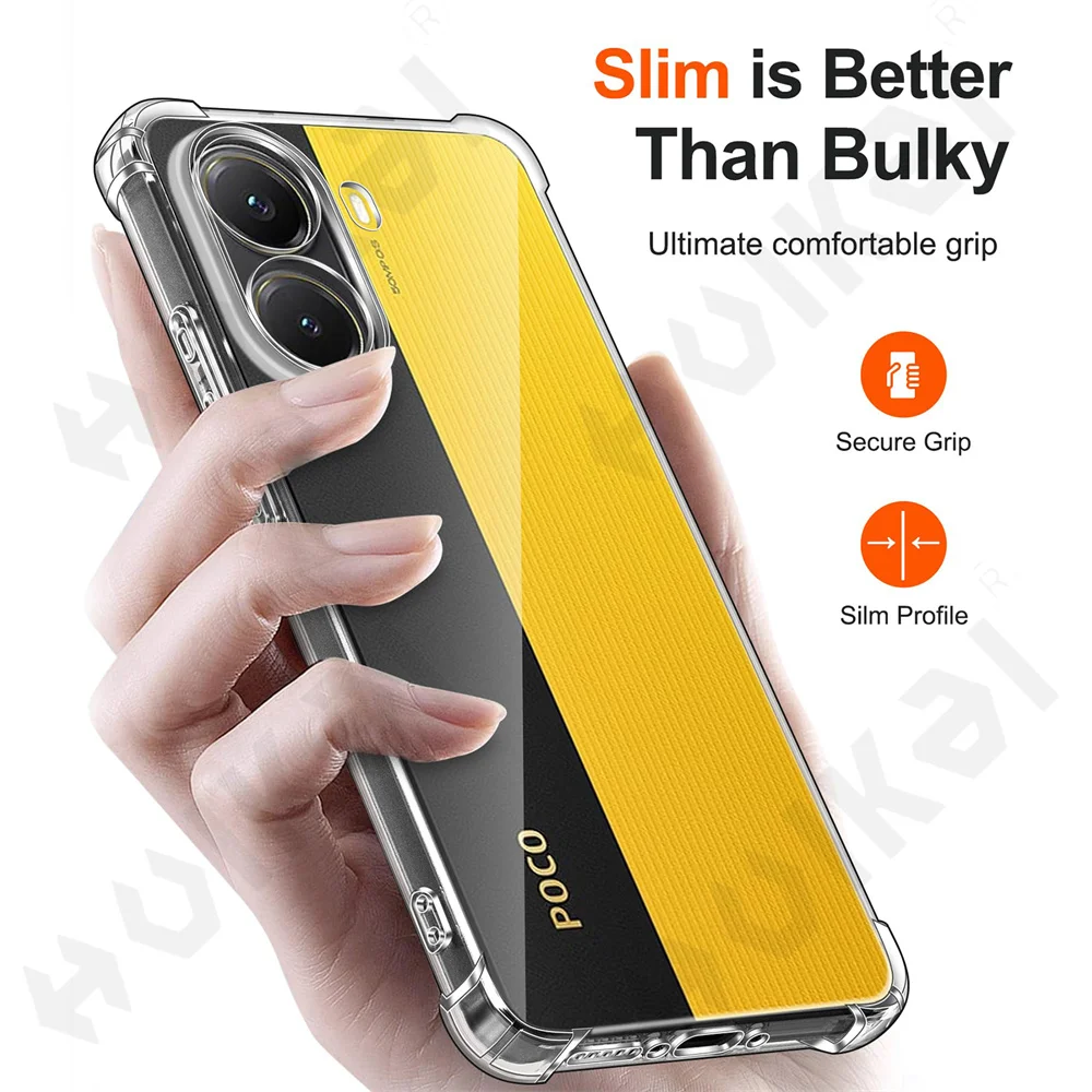 Capa para xiaomi poco x7 pro redmi note 14 pro plus 4g 5g transparente choque com tpu macio silicone fino anti-choque caso