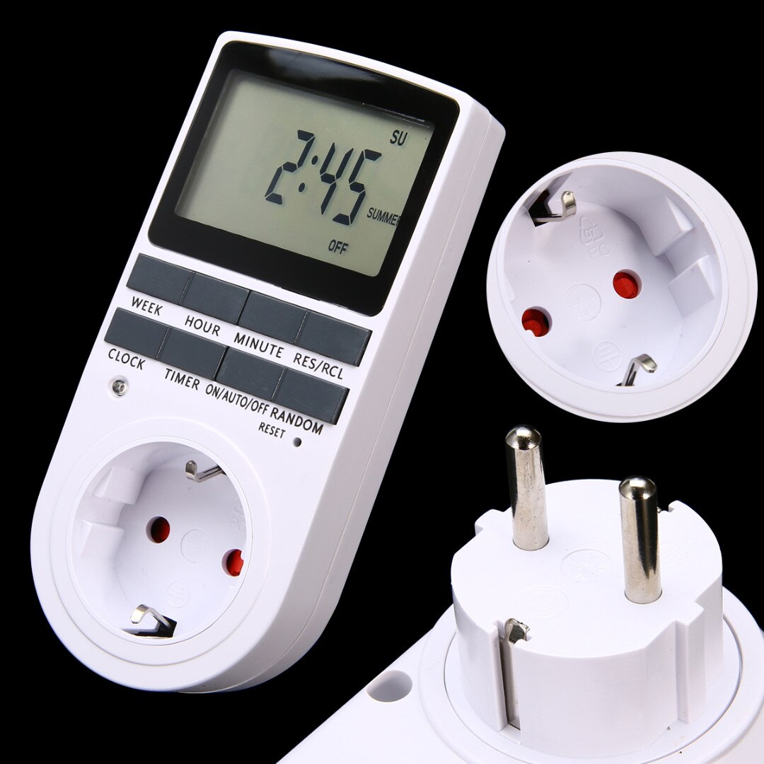 240v 10a timers kontakt stik elektronisk digital eu plug-in programmerbar 7 dage 12/24 timers timer kontakt stik