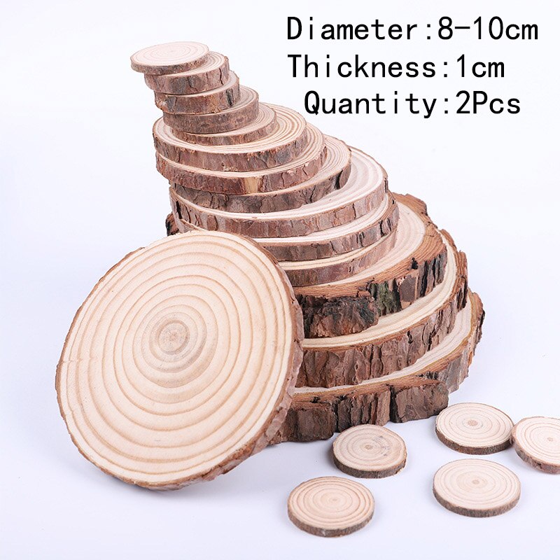 Discos de tronco de corteza de pino Natural, círculos de madera gruesa sin terminar, manualidades artesanales, decoración de pintura de de boda, 1 paquete: 2Pcs8-10cm