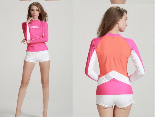 SBART 1PC Rashguard Donne di Nuoto Top A Manica Lunga Costumi Da Bagno A Vela Surf Shirt Scafandri Mute 2018 DBO: orange back / L for 50 to 62kg