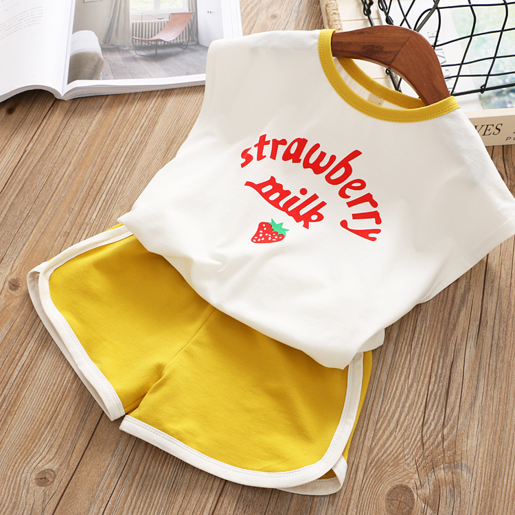 Zomer 2 Stuks Peuter Meisjes Kleding Set Kids Baby Meisje Bloemen Top T-shirt Broek Outfits Sets Kleding 2 3 4 5 6 7 8 Jaar: YELLOW / 120(5-6T
