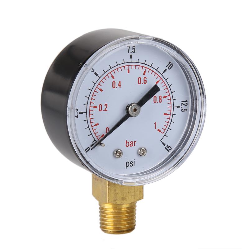 50mm 0/15 psi 0/1 bar painemittari polttoaineen ilman kompressori mittari hydraulinen painetesteri manometri kaksoisasteikon mittari