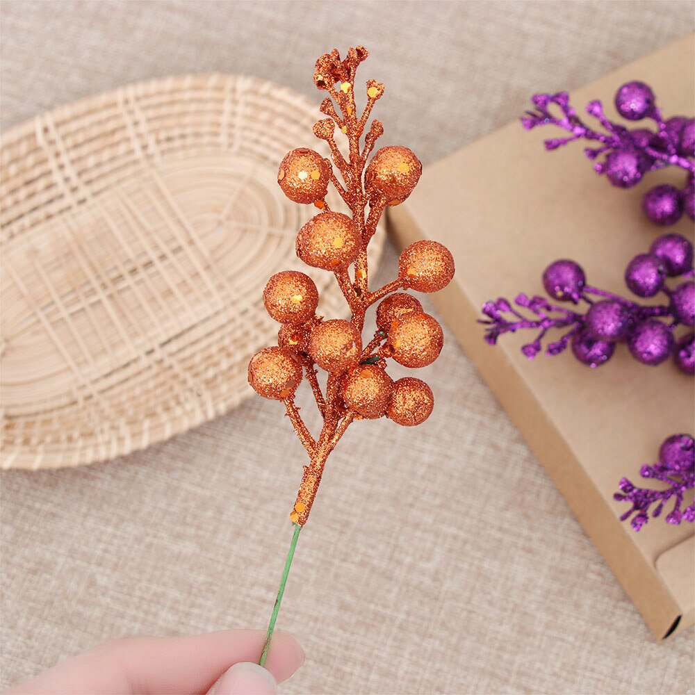 3Pcs/lot Colorful Christmas Tree Decoration Fruit Hanging Baubles Sequins Cherry Berries Party Ornament Xmas Wreath Accessories