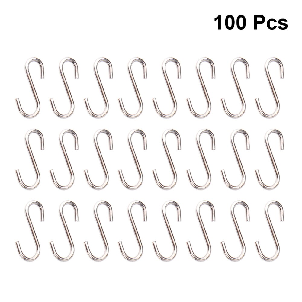 100 stk diy mini s-formede kroge robuste s-formede kroge rustfrit stål s-formede bøjler metal diy smykker tilbehør m