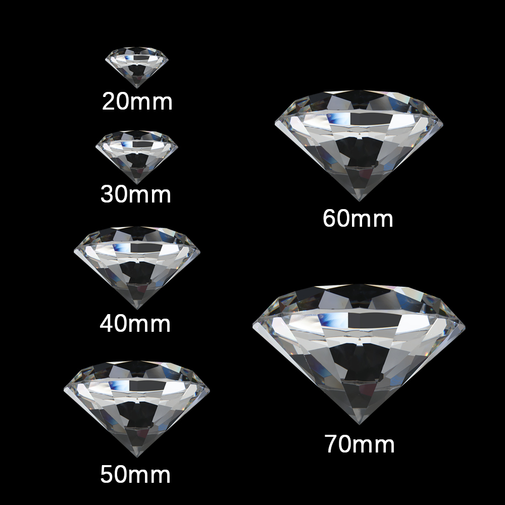 20-70mm store klare krystal diamanter store glas hjemme papirvægte ornamenter dekoration jule bryllupsfest romantisk håndværk