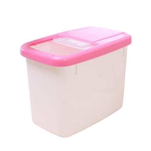 Caja de almacenamiento de arroz de 10kg cajas de almacenamiento de plástico contenedor de almacenamiento de alimentos de cocina dispensador de cereales organizador de almacenamiento herramienta de cocina: Rosa