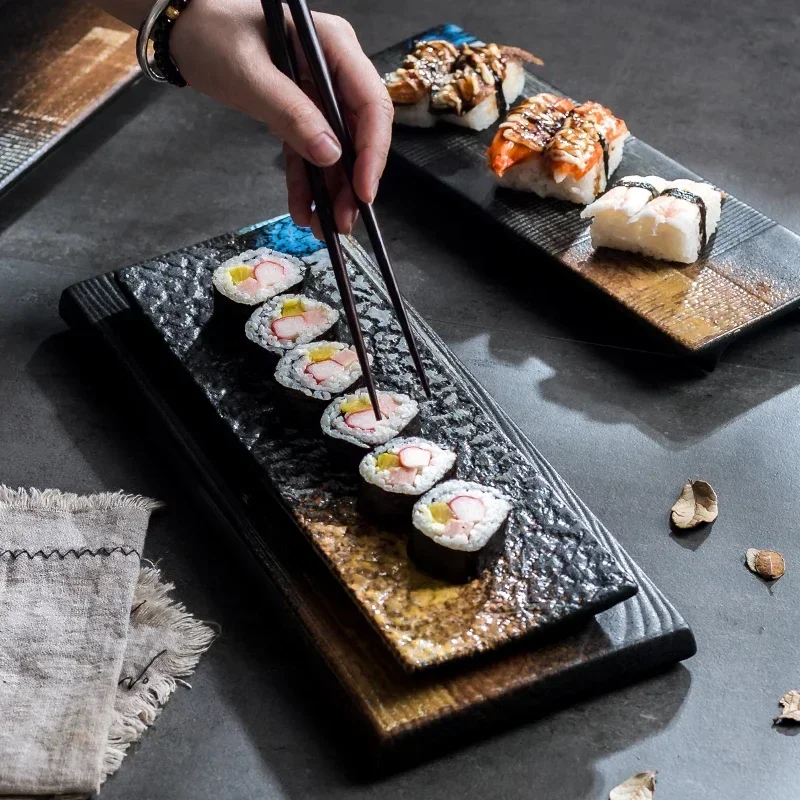 Japanese-style ceramic long plate rectangular sush... – Grandado