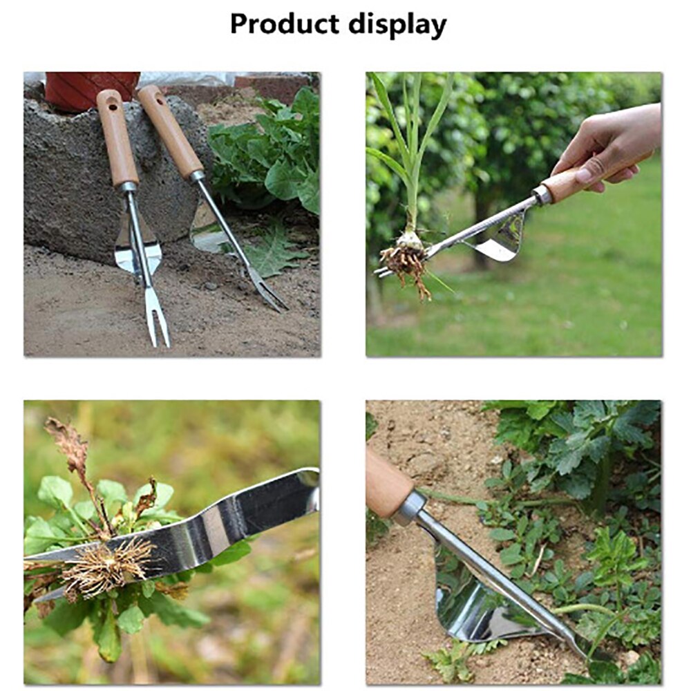 1Piece Manual Weeder Fork Stainless Steel Wood Handle Gardening Weeding Tool Garden Transplanting Digging Tools