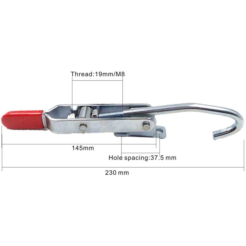 J Hook Type Toggle Clamp 2Pcs 170Kg/375 Lbs Capacity Quick Holding Draw Latch Action Toggle Clamp Pull Hook Type (452)