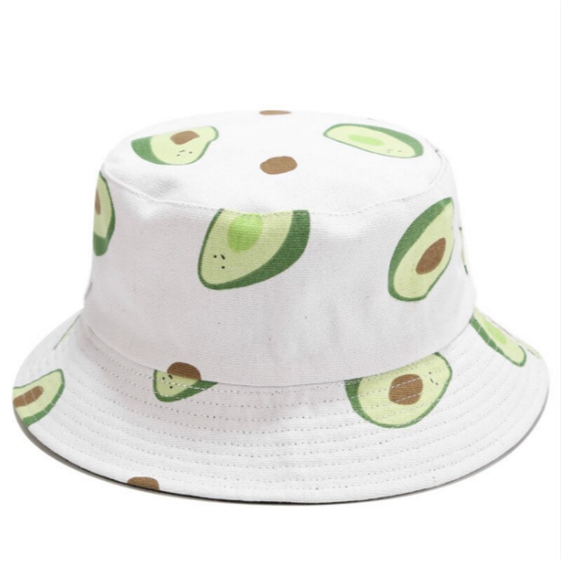 Avocado bomuld kvinder vendbar spand hat hip hop trykt frugt forår strand panama hat sommer vandring sol hat sport kvindelig kasket