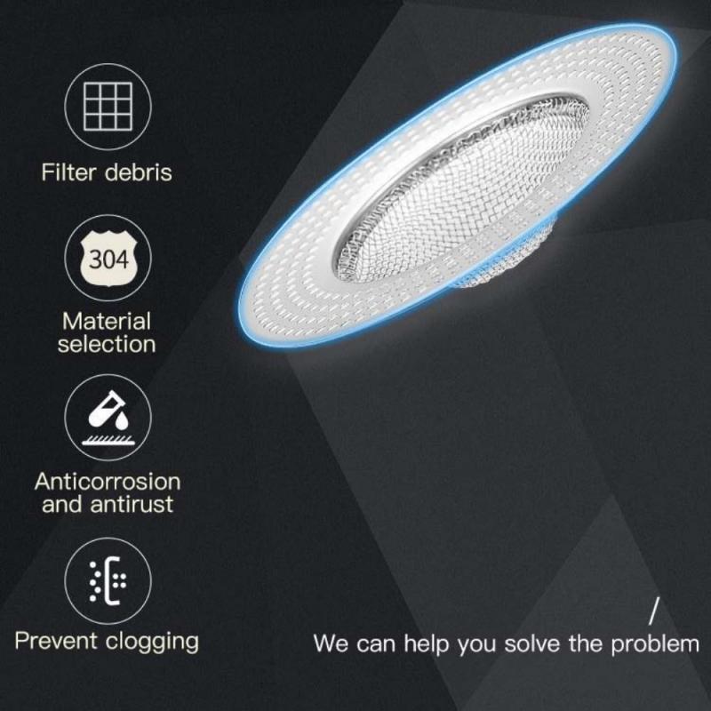 Filtre Anti-blocage de cheveux en acier inoxydable, bouchon de baignoire, filtre de trou de vidange de douche, filtre d&#39;évier de cuisine, filtre de sol