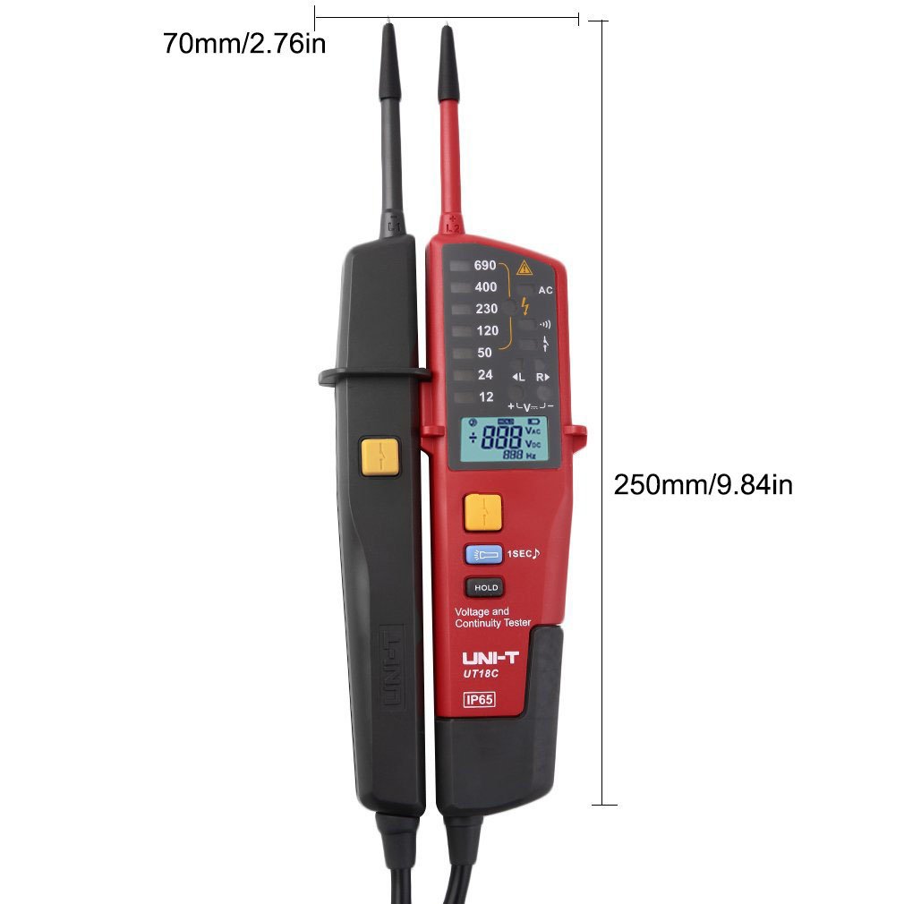 Testeur de continuité de tension numérique LCD UT18C UNI-T, multimètre à plage automatique de Rotation de Phase RCD