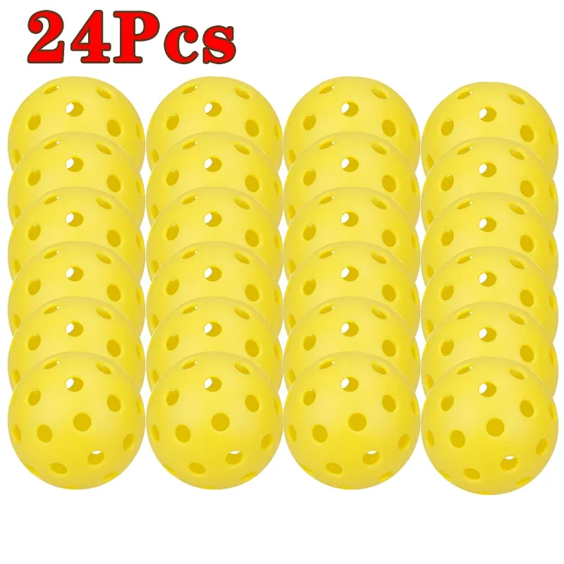 6/12/24PCS Pickleball 74MM Durable 40 Holes Outdoor 6/12/24Pcs Pickleballs 26g Outdoor for Competition pickleball Packs: light green