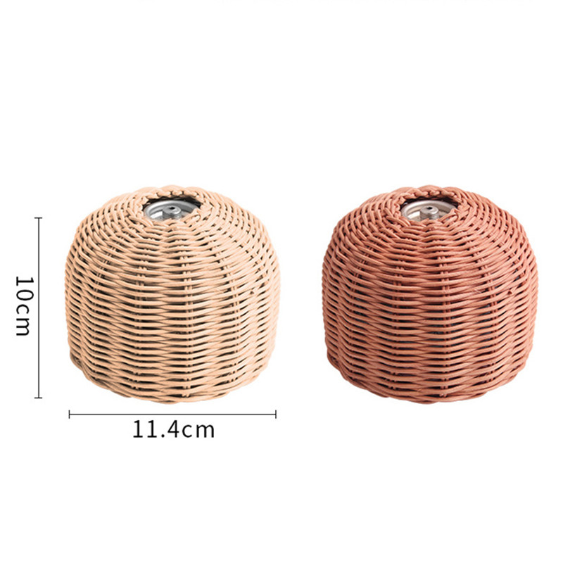 Gas Canister Protective Cover Outdoor Camping 230G Gas Canister Fuel Cylinder Rattan Weave Storage Bag