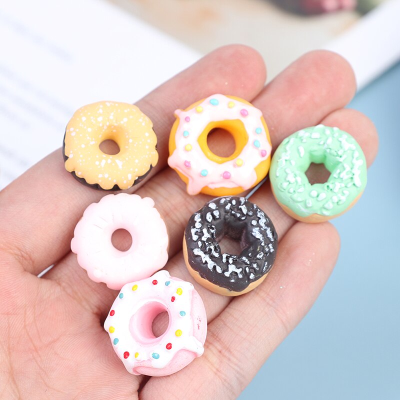 10Pc Leuke Mini Candy Donut Pop Voedsel Pretend Play Poppenhuis Miniatuur Thuis Craft