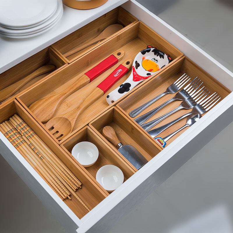 Kitchen Drawer Wooden Storage Organizer Box Cuisine Organisateur Makeup Cabinet Separador Desk Organizer Separation Tiroir