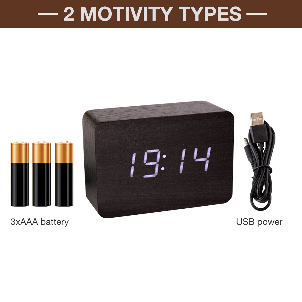 Houten bamboe led digitale wekker klok despertador moderne temperatuur bureauklok led elektronisch