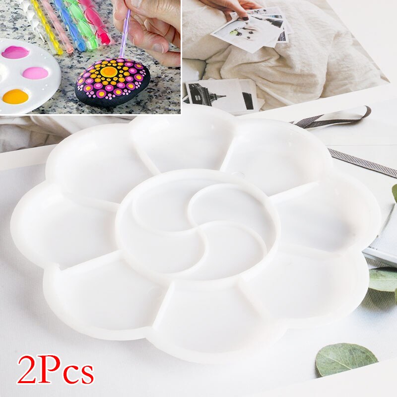 Prune en forme de petite plaque Palette peinture à la main Palette plastique 11.8cm 2 pièces/ensemble