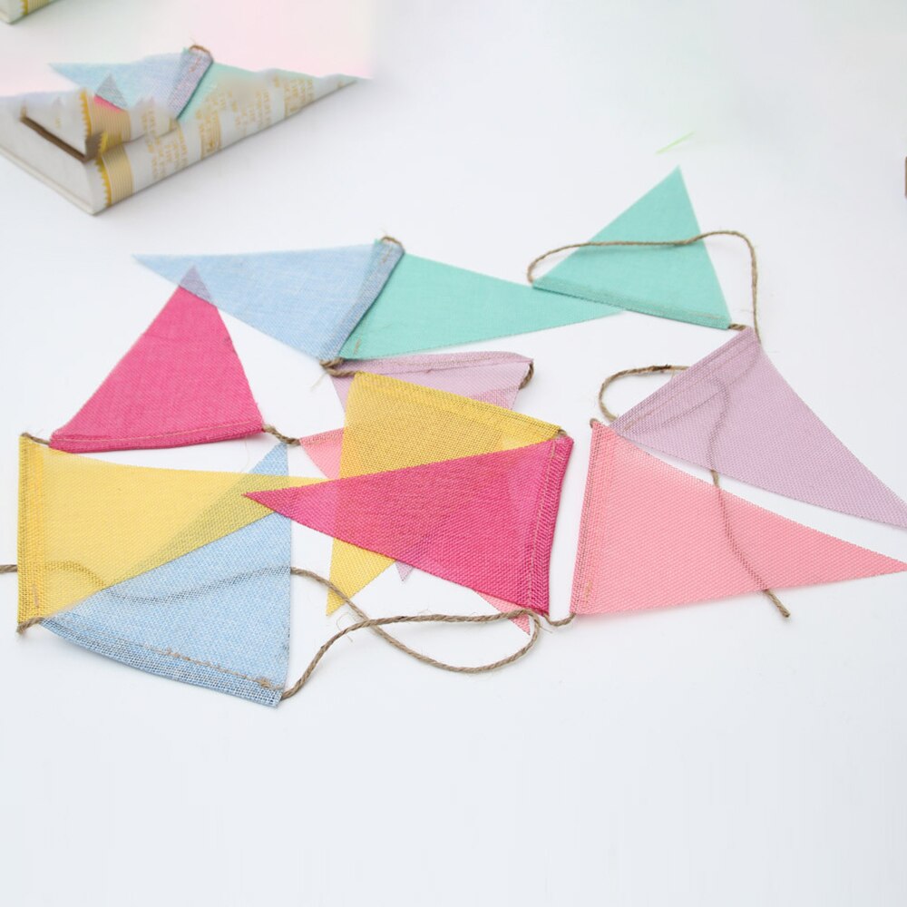 4m färgglada tyg tyg triangel flagga banderoll girland baby shower barn födelsedag diy bunting bröllop event fest dekoration tillbehör