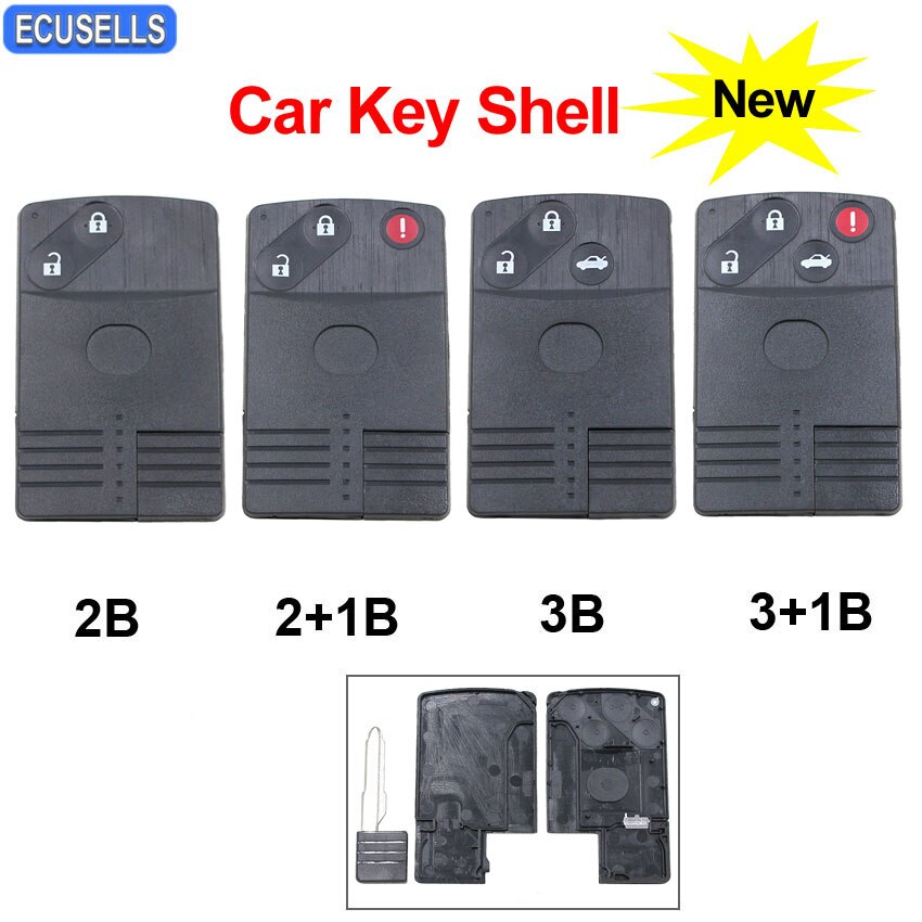 Carcasa de llave remota para coche Mazda 5, 6, CX-7, CX-9, RX8, Miata, MX5, con hoja sin cortar, 2/2 + 1/3/3 + 1 botón