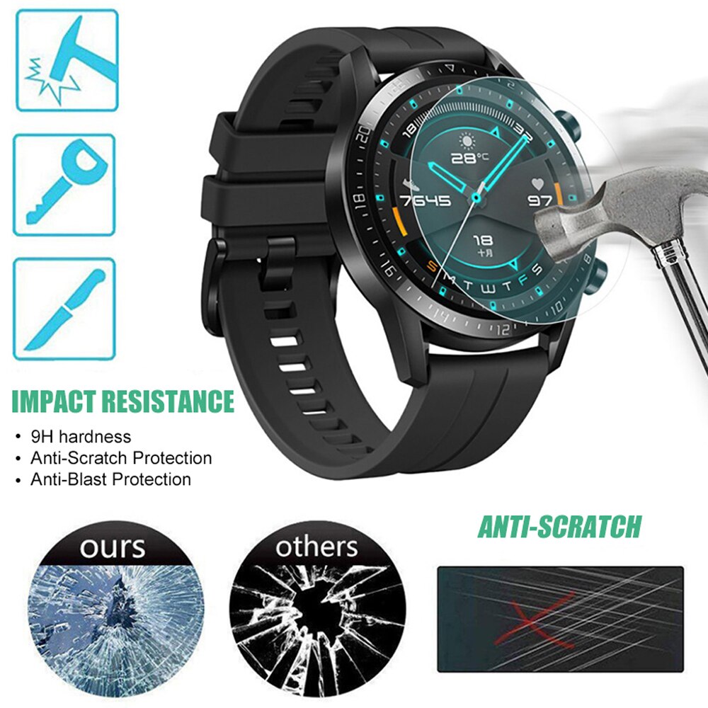 1/2Pc Premium Gehard Glas Voor Huawei Horloge Gt GT2 2e 46Mm Smartwatch Screen Protector Explosie-proof Film Accessoires Geen Doos