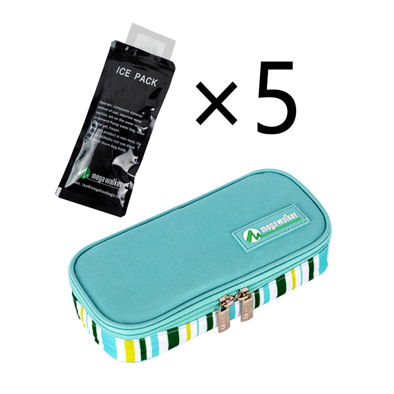 mega Insulin-Kühlbox, mittelgroße Tasche, tragbar, isoliert, für Diabetiker, Insulin-Reise, Nylongewebe, Eisbeutel aus Aluminiumfolie: Freier Raum