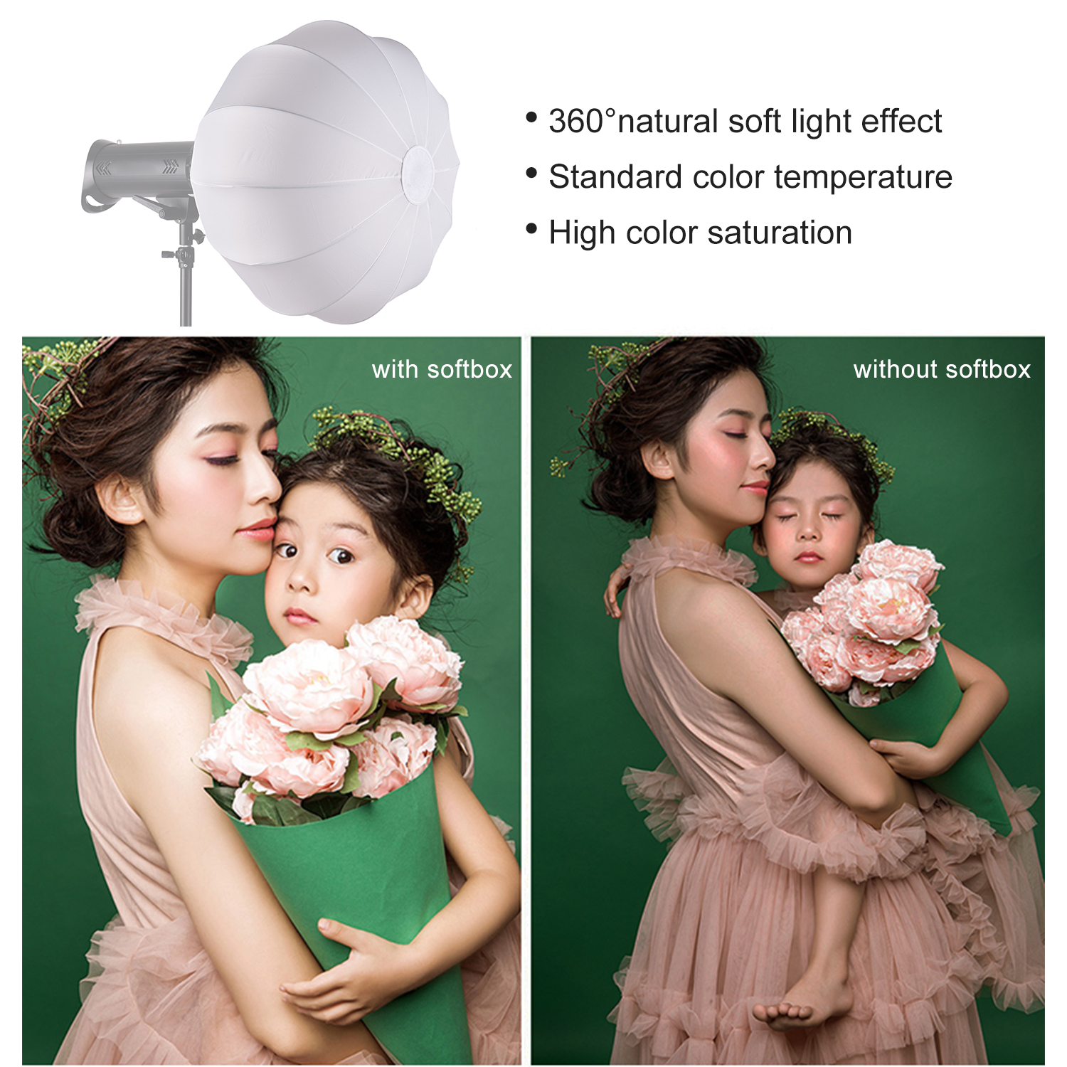 LIFE OF PHOTO Lantern Style Foldable Softbox Lighting Modifiers Round Shape Soft Box for Studio Speedlite Strobe Flash Light
